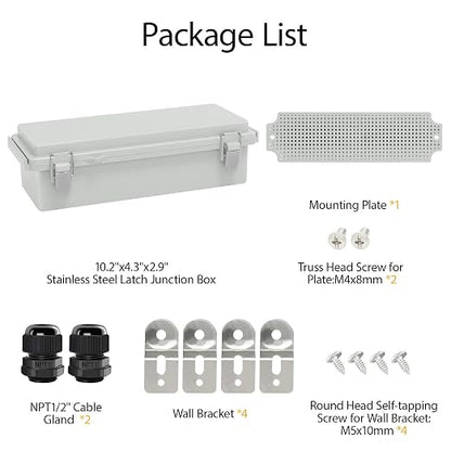 LeMotech Electrical Box, IP67 Waterproof Hinged Cover Stainless Steel Latch - Image 7