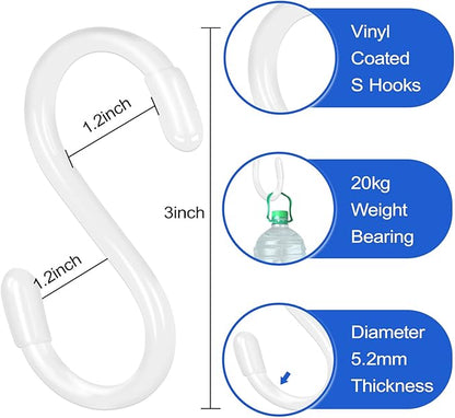 DINGEE White S Hooks, 3 Inch Vinyl Coated S Hook - Image 2