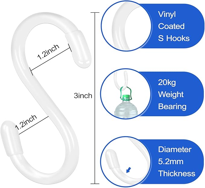 DINGEE 20 Pack Vinyl Coated S Hooks - Image 2