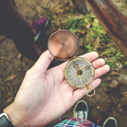 Vintage Pocket Compass, Classic Camping Watch Flip Compass Portable Survival - Image 2