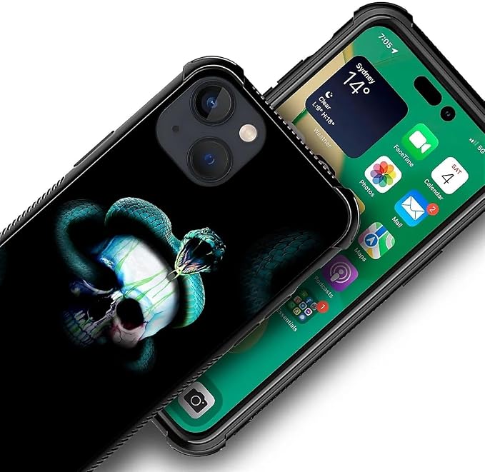 for iPhone 13 Mini Case, Skeleton Winding Snake Pattern Graphic Design Girl Boy - Image 3