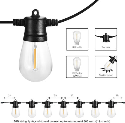 SUNTHIN Outdoor String Lights, 96FT Patio Lights - Image 2