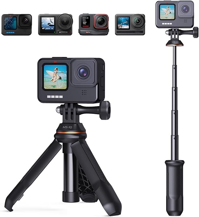 K&F CONCEPT 33.5cm/13.2" Selfie Stick Tripod, Portable Vlog Handle Grip Action by KFCONCEPT
