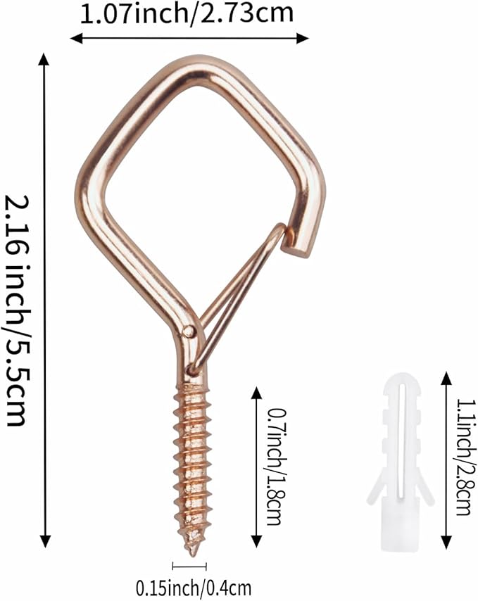 60 Pcs Rose Gold Eye Hooks Screw Heavy Duty, Ceiling Hooks - Image 2