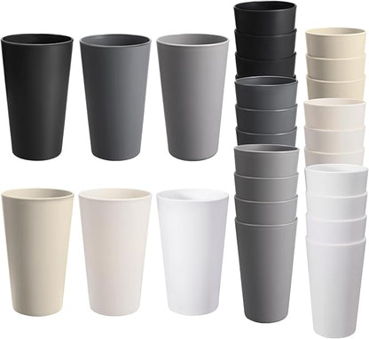 24 Pcs Unbreakable Plastic Cups Set, 20 oz Reusable Plastic Cups, Stackable by StayHealthyStayHappy