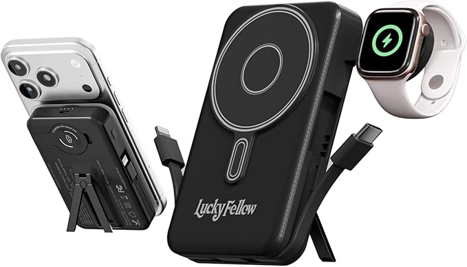Magnetic Portable Charger Built-in Cables, 10000mAh Fast Charging Wireless by Unknown