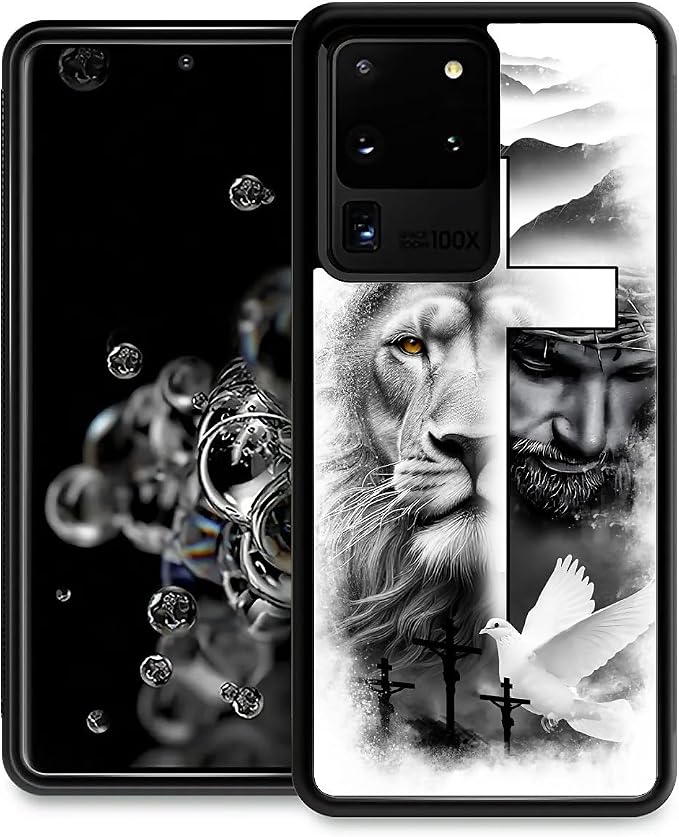 for Samsung Galaxy S20 Ultra Case, Lion Cross Jesus Christ Dove Pattern Graphic by FKBRCL4U