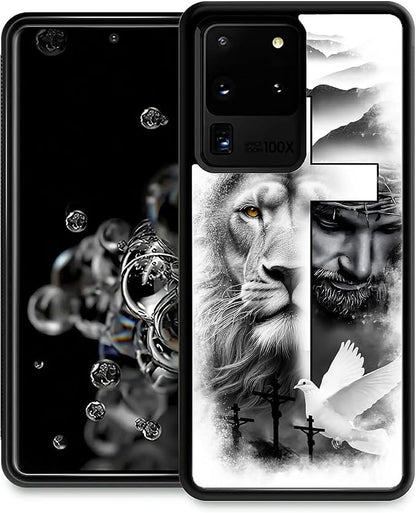 for Samsung Galaxy S20 Ultra Case, Lion Cross Jesus Christ Dove Pattern Graphic by FKBRCL4U