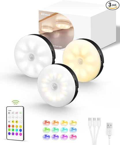 EZVALO Under Cabinet Lighting, 1000mAh Rechargeable Puck Lights by EZVALO