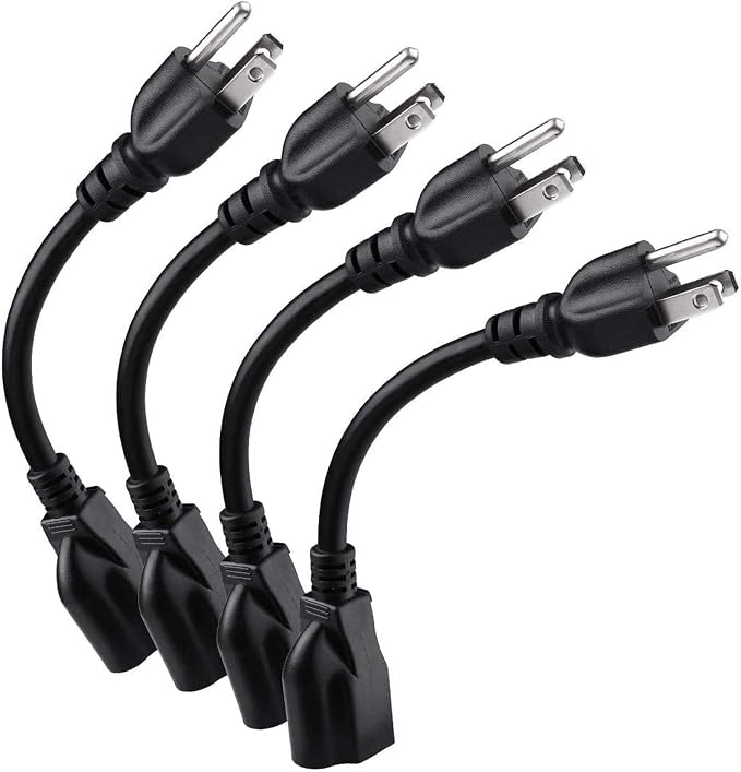 Miady Short Power Extension Cord Outlet Saver, 3 Prong by Miady