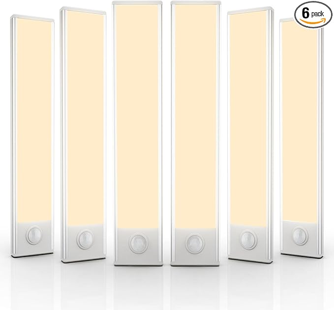 6 Pack Under Cabinet Lighting Wireless, 32 LED Rechargeable Battery Motion by BuyNow