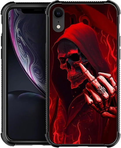 for iPhone XR Case, Gestures Funny Skull Pattern Graphic Design Girl Boy Soft by FKBRCL4U