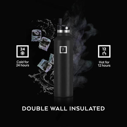 IRON °FLASK Camping & Hiking Hydration Flask - 24 oz Midnight Black - Image 3