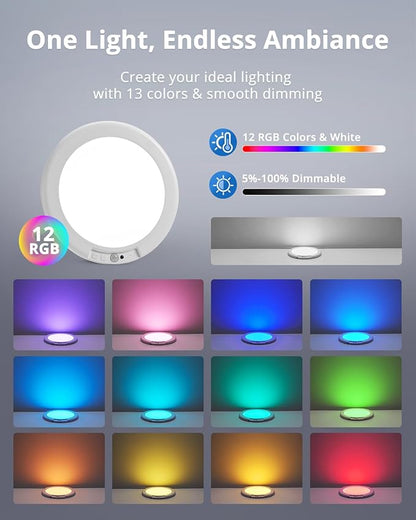 Combuh 2 Pack Rechargeable RGB Ambient Shower Light Waterproof Inside, LED 13 - Image 2