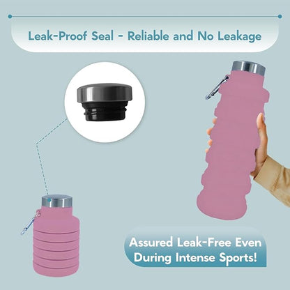 Collapsible Water Bottles 17oz, Odorless BPA-Free Silicone, Leak-Proof Foldable - Image 5