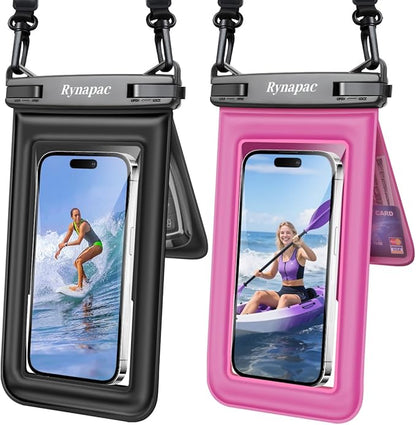 Waterproof Phone Pouch Floating 2 Pack, IPX8 Double Space Waterproof Phone Case by Rynapac