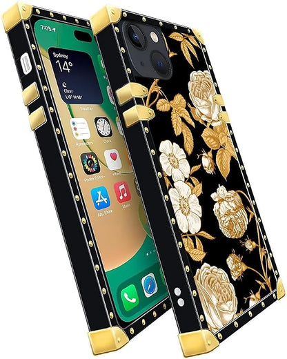 Compatible with iPhone 14 Case, Blooming Rose Golden Flower Luxury Golden - Image 3