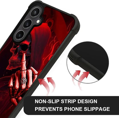 for Samsung Galaxy S23 FE Case, Gestures Funny Skull Pattern Graphic Design - Image 5