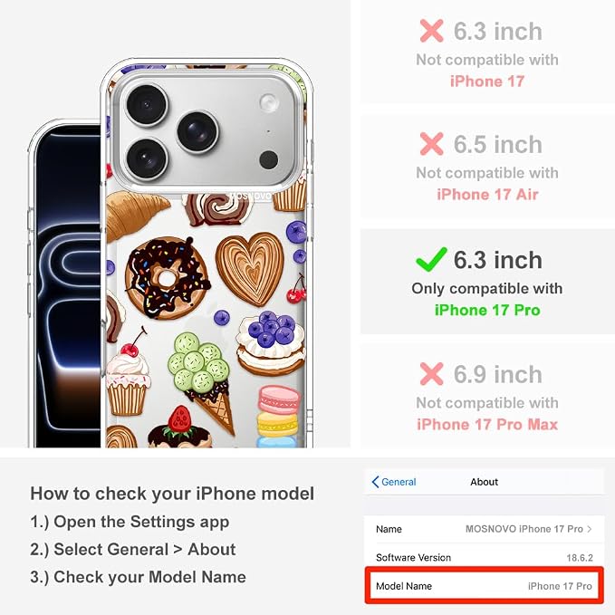 MOSNOVO for iPhone 17 Pro Case, Shockproof Military-Grade Protection 6.6ft Drop - Image 2