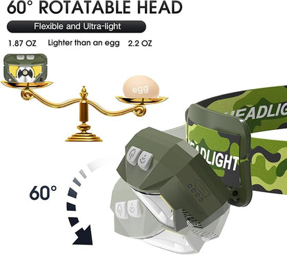 LHKNL Headlamp Flashlight, Lumen Ultra-Light Bright LED Rechargeable Headlight - Image 5