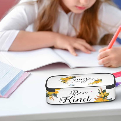 Bee Pencil Case Cute Bee Kind Yellow Flower Bunches Pencil Bag Pen Markers - Image 5