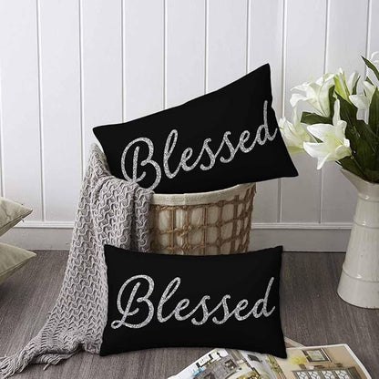 Bling Blessed White Throw Pillow Covers 12 X 20 Highlights Blessed Black Set of - Image 6