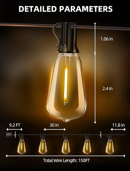 Outdoor Patio String Lights: 150Ft 45M Outside Waterproof Light - Image 9