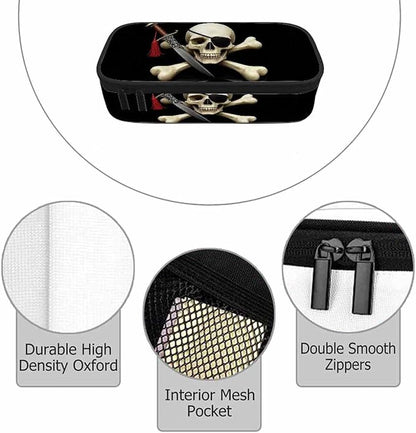 Skull Pirate Pencil Case Crossbones Eye Halloween Day Of The Dead Black Pencil - Image 3