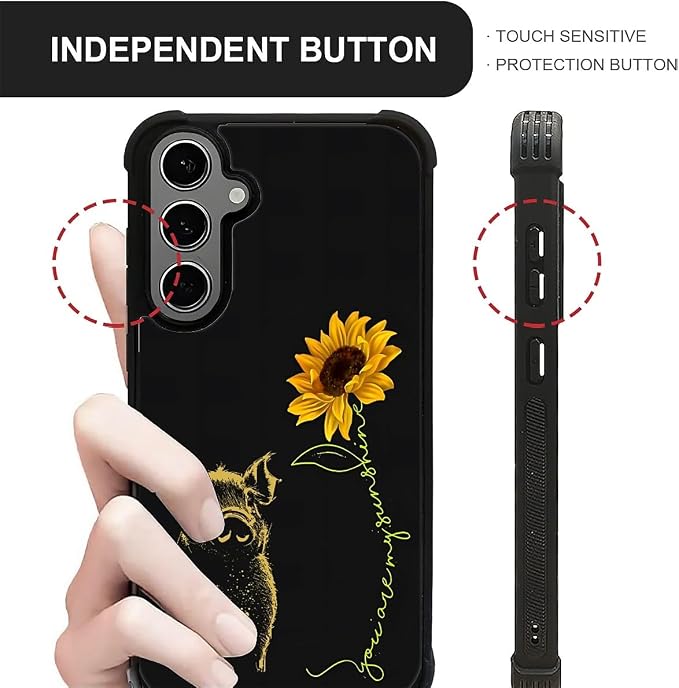for Samsung Galaxy S24 S25 Plus Case, Pig Sunflower Yellow Sunshine Pattern - Image 5