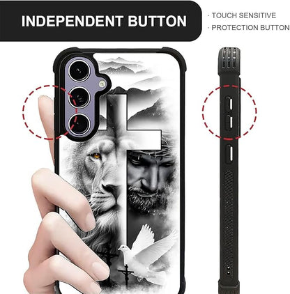 for Samsung Galaxy S24 S25 Case, Lion Cross Jesus Christ Dove Pattern Graphic - Image 6