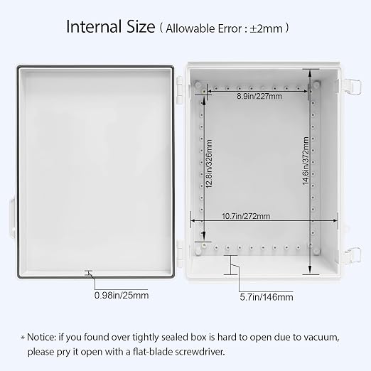 LeMotech Electrical Box, IP67 Waterproof Hinged Cover Stainless Steel Latch - Image 5