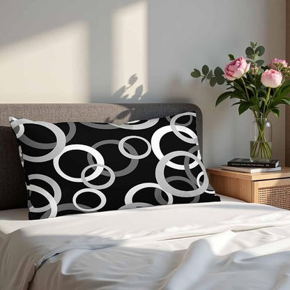 Abstract Geometric Circle 12 X 20 Pillow Covers Black White Decor Artwork Set - Image 4