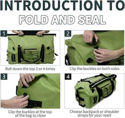 80L Dry Bag Large Waterproof Bag Roll-Top Heavy Duty Fishing Duffel Bag - Image 6