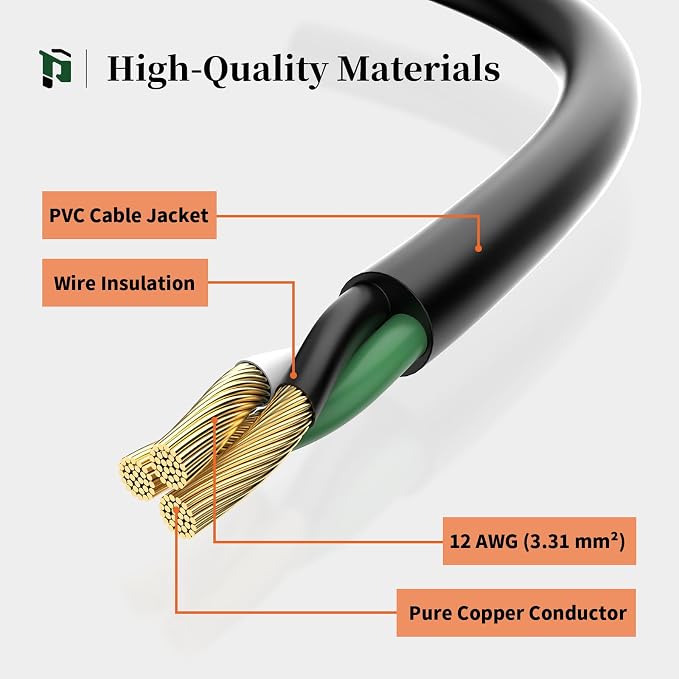 PLUGTUL Outdoor Extension Cord 10FT, 12 Gauge Extension Cord - Image 4