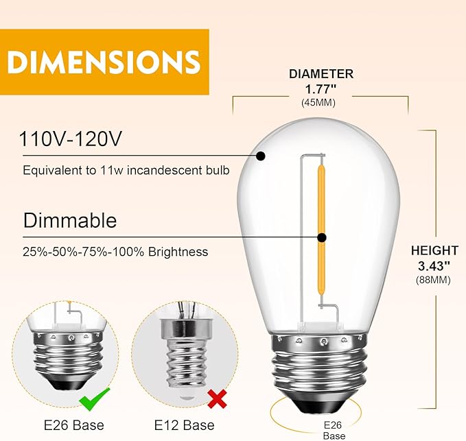 GvvooHome 48 Pack LED S14 Replacement Light Bulbs, Shatterproof Outdoor 1 Watt - Image 7