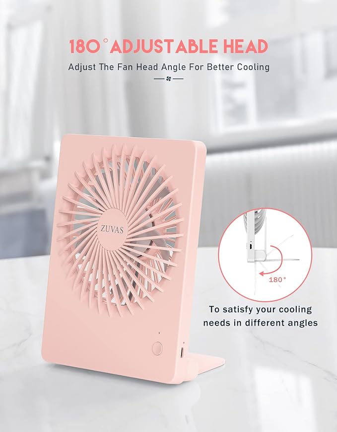 Zuvas Desk Fan Battery Operated Fan Rechargeable 180°Tilt Folding Personal Fan - Image 4