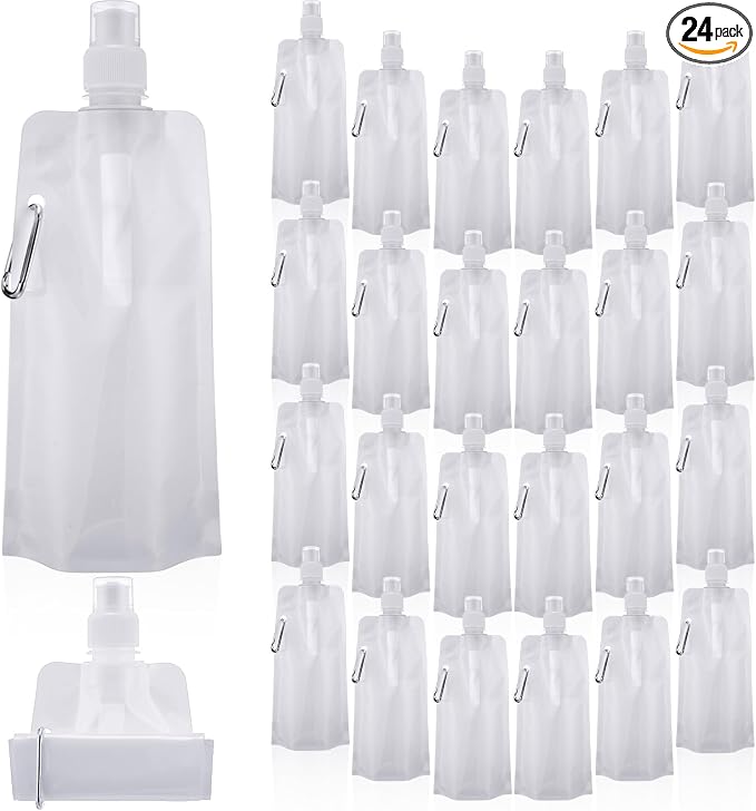 Teenyyou 24 Pack Collapsible Water Bottles Bulk 16oz Foldable Water Bottles by Teenyyou