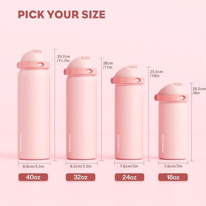 POWCAN 18 oz Insulated Water Bottle: 2-in-1 Push-Button Spout & Quick-Flip - Image 8