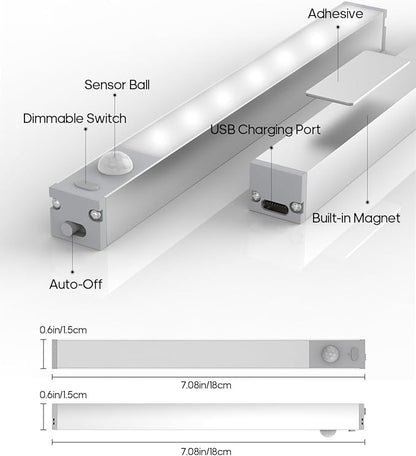 GOODEA 3 Pack Led Under Cabinet Lights Wireless, 7’’ Rechargeable Motion Sensor - Image 3