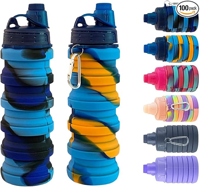 Collapsible Water Bottles 2 pack Travel Water Bottle 500ML Silicone Water by konlongzan