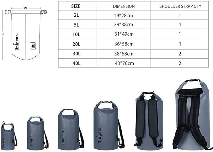 Unigear Dry Bag Waterproof, 2L/5L/10L/20L/30L/40L Floating and Lightweight Bags - Image 2