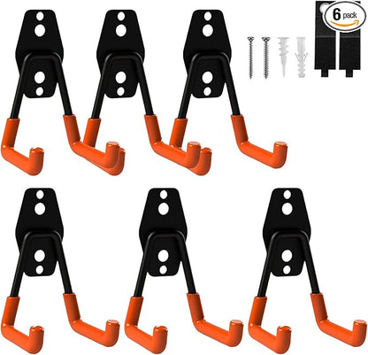 Garage Hooks Heavy Duty, 6 Pack Small Square Steel Garage Storage Hooks by BRCRXW