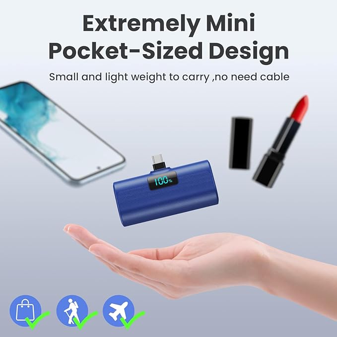 Mini Portable Charger USB C Power Bank, Upgraded 5500mAh PD Fast Charging - Image 3