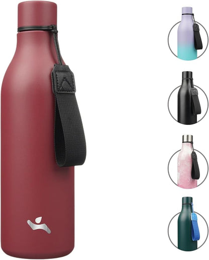 Insulated Water Bottle with Strap, 25 oz Double Wall Stainless Steel Vacuum by Konokyo