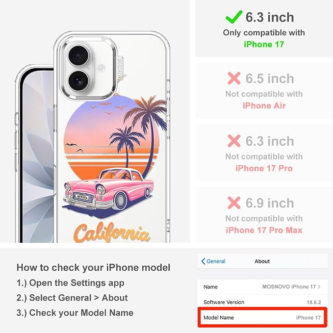 MOSNOVO for iPhone 17 Case, Shockproof Military-Grade Protection 6.6ft Drop - Image 2
