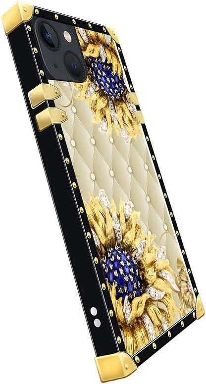 Compatible with iPhone 15 Case, Sunflower Diamonds Leather Luxury Golden - Image 4