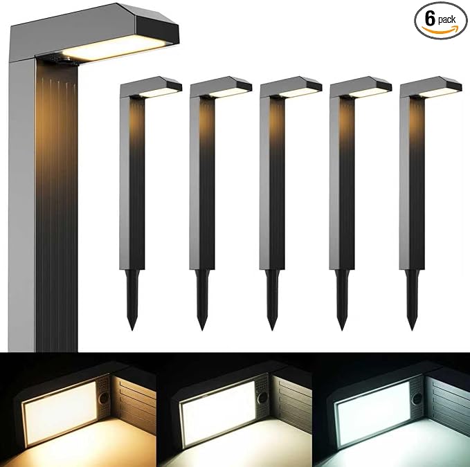 COXSENI Solar Pathway Lights Outdoor 6 Pack, 3 Color in 1 Bright Landscape by COXSENI