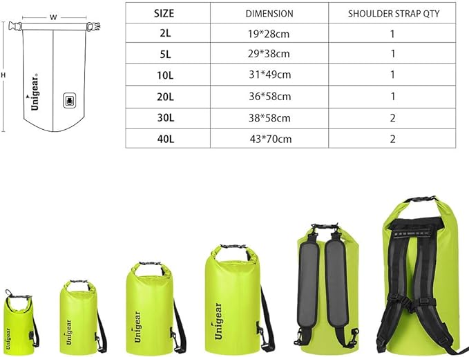 Unigear Dry Bag Waterproof, 2L/5L/10L/20L/30L/40L Floating and Lightweight Bags - Image 2