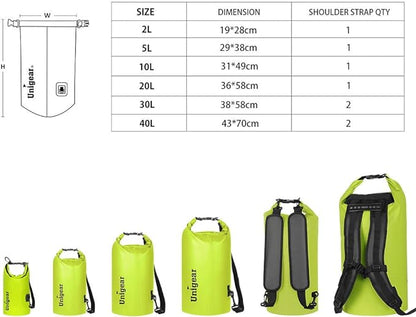 Unigear Dry Bag Waterproof, 2L/5L/10L/20L/30L/40L Floating and Lightweight Bags - Image 2