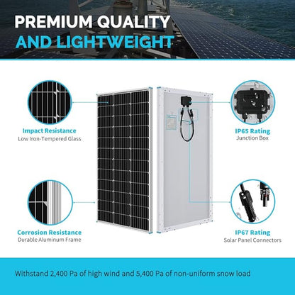 Renogy 200 Watts 12 Volts Monocrystalline RV Solar Panel Kit - Image 3